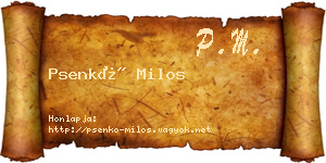 Psenkó Milos névjegykártya