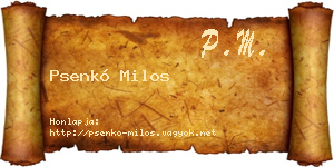 Psenkó Milos névjegykártya
